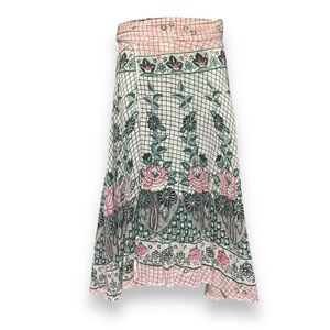 NINA LESLIE Rose Garden Printed Cotton Wrap Circle Skirt VINTAGE